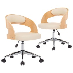 Chaises pivotantes à manger lot de 2 bois courbé et similicuir 