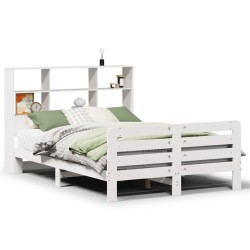 Cadre de lit sans matelas blanc 120x200 cm bois de pin massif 