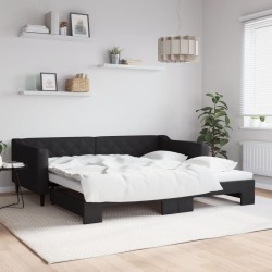 Lit de jour avec gigogne sans matelas noir 100x200 cm 
