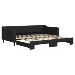 Lit de jour avec gigogne sans matelas noir 100x200 cm 