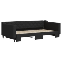 Lit de jour avec gigogne sans matelas noir 100x200 cm 