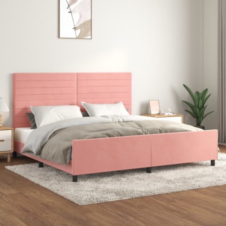 Cadre de lit sans matelas rose 200x200 cm velours 