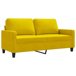Canapé à 2 places Jaune 140 cm Velours 