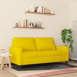 Canapé à 2 places Jaune 140 cm Velours 