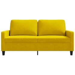 Canapé à 2 places Jaune 140 cm Velours 