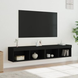 Meubles TV avec lumières LED 2 pcs noir 80x30x30 cm 