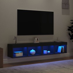 Meubles TV avec lumières LED 2 pcs noir 80x30x30 cm 