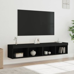 Meubles TV avec lumières LED 2 pcs noir 80x30x30 cm 