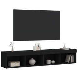 Meubles TV avec lumières LED 2 pcs noir 80x30x30 cm 
