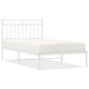 Cadre de lit métal sans matelas et tête de lit blanc 100x190 cm 