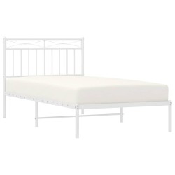 Cadre de lit métal sans matelas et tête de lit blanc 100x190 cm 