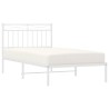 Cadre de lit métal sans matelas et tête de lit blanc 100x190 cm 