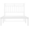 Cadre de lit métal sans matelas et tête de lit blanc 100x190 cm 