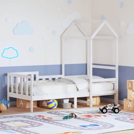 Lit de jour avec toit sans matelas blanc 90x190 cm bois massif 