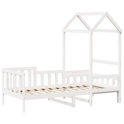 Lit de jour avec toit sans matelas blanc 90x190 cm bois massif 