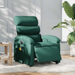 Fauteuil de massage inclinable électrique Vert foncé Tissu 