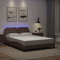 Cadre de lit avec LED sans matelas marron 140x200 cm 