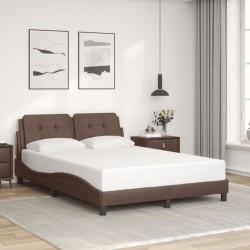 Cadre de lit avec LED sans matelas marron 140x200 cm 
