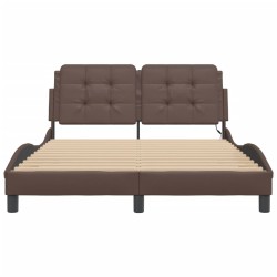Cadre de lit avec LED sans matelas marron 140x200 cm 