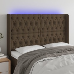 Tête de lit à LED Marron foncé 163x16x118/128 cm Tissu 