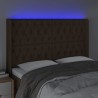 Tête de lit à LED Marron foncé 163x16x118/128 cm Tissu 