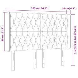 Tête de lit à LED Marron foncé 163x16x118/128 cm Tissu 