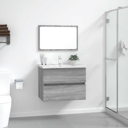 Ensemble de meubles de salle de bain 2 pcs Sonoma gris 