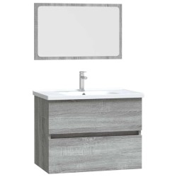 Ensemble de meubles de salle de bain 2 pcs Sonoma gris 