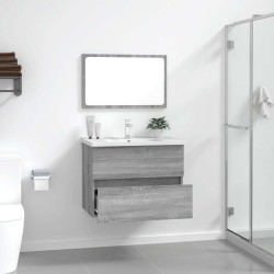 Ensemble de meubles de salle de bain 2 pcs Sonoma gris 