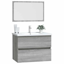 Ensemble de meubles de salle de bain 2 pcs Sonoma gris 