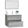 Ensemble de meubles de salle de bain 2 pcs Sonoma gris 