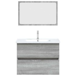Ensemble de meubles de salle de bain 2 pcs Sonoma gris 
