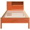 Lit bibliothèque sans matelas cire marron 90x190 cm pin massif 