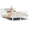 Lit bibliothèque sans matelas blanc 135x190 cm bois pin massif 