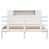 Lit bibliothèque sans matelas blanc 135x190 cm bois pin massif 