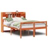 Lit bibliothèque sans matelas cire marron 140x190 cm pin massif 
