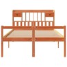 Lit bibliothèque sans matelas cire marron 140x190 cm pin massif 
