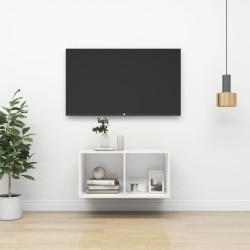 Meuble TV mural Blanc 37x37x72 cm Bois d’ingénierie 