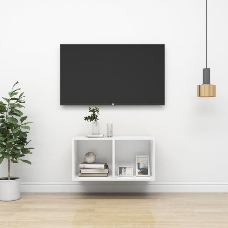 Meuble TV mural Blanc 37x37x72 cm Bois d’ingénierie 