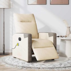 Fauteuil inclinable de massage électrique crème tissu 