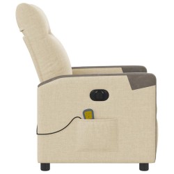 Fauteuil inclinable de massage électrique crème tissu 