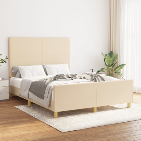 Cadre de lit sans matelas crème 140x200 cm tissu 