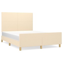 Cadre de lit sans matelas crème 140x200 cm tissu 