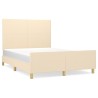 Cadre de lit sans matelas crème 140x200 cm tissu 