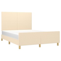 Cadre de lit sans matelas crème 140x200 cm tissu 