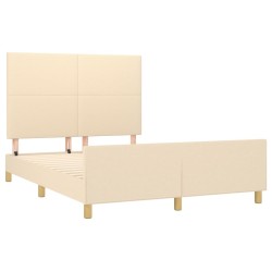Cadre de lit sans matelas crème 140x200 cm tissu 
