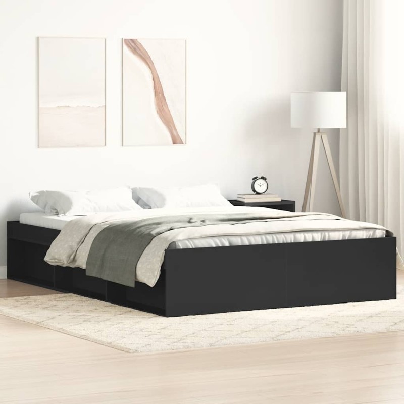 Cadre de lit sans matelas noir 135x190 cm 