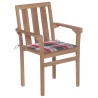 Chaises de jardin lot de 2 avec coussins à carreaux rouge Teck 