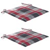 Chaises de jardin lot de 2 avec coussins à carreaux rouge Teck 
