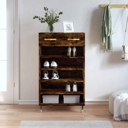 Armoire à chaussures chêne fumé 60x35x105 cm bois d'ingénierie 